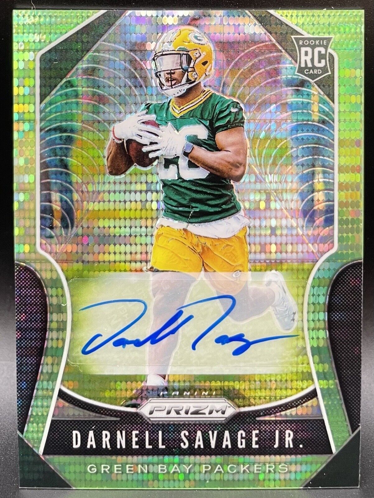 Darnell Savage Jr 2019 Panini Prizm Green #383 RC, Auto Green Bay Packers