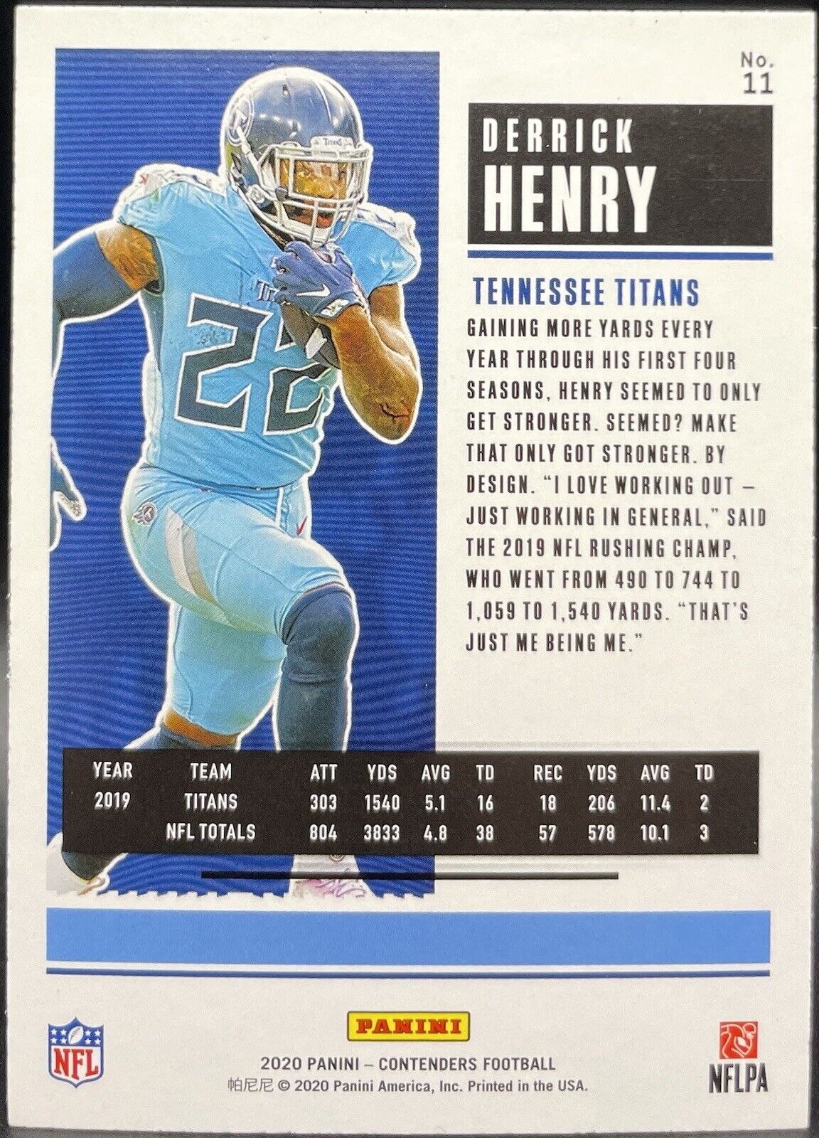 2020 Panini Contenders Football #11 Derrick Henry Titans