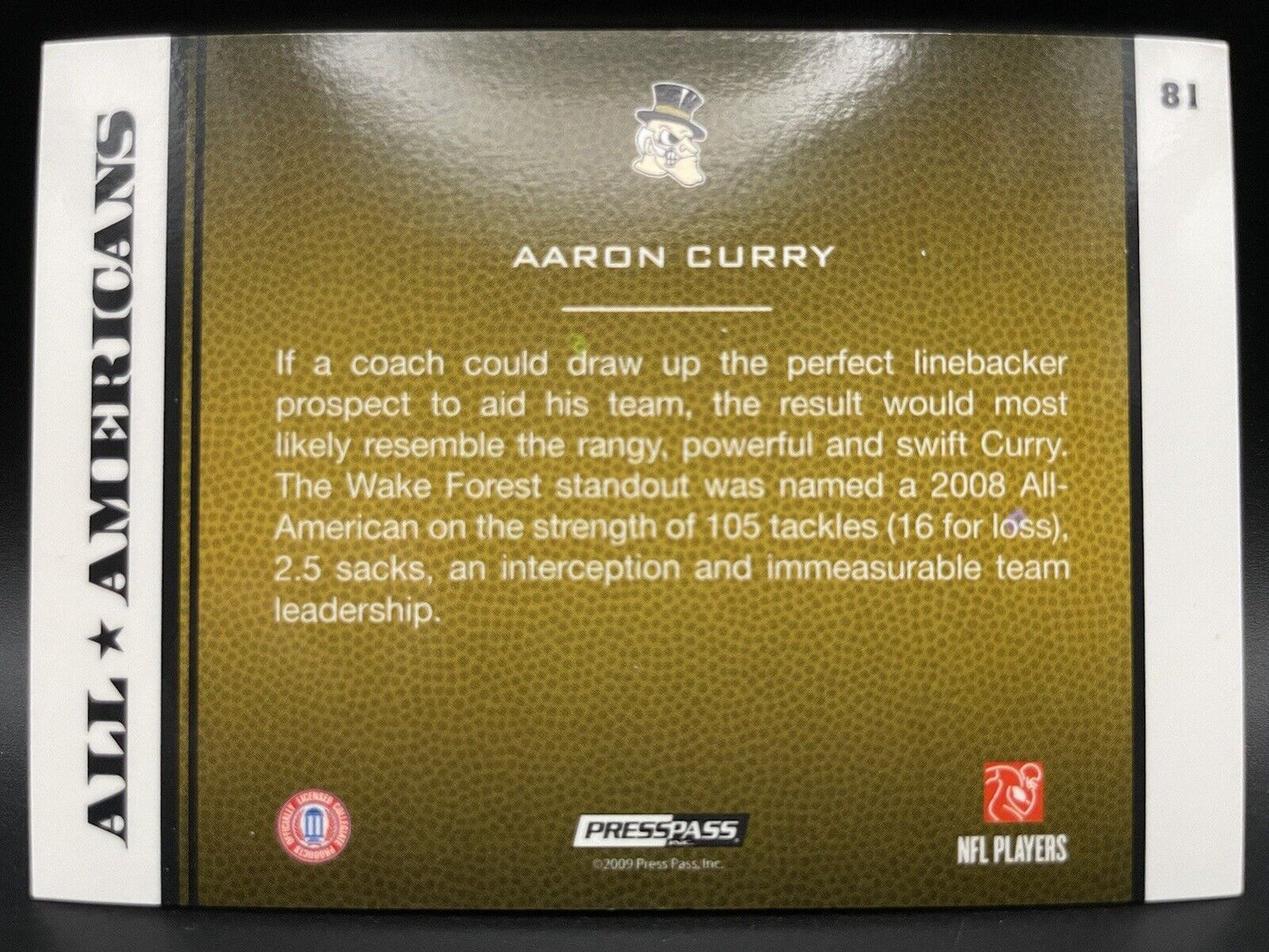 2009 Press Pass - Reflectors #81 Aaron Curry /500 (RC)