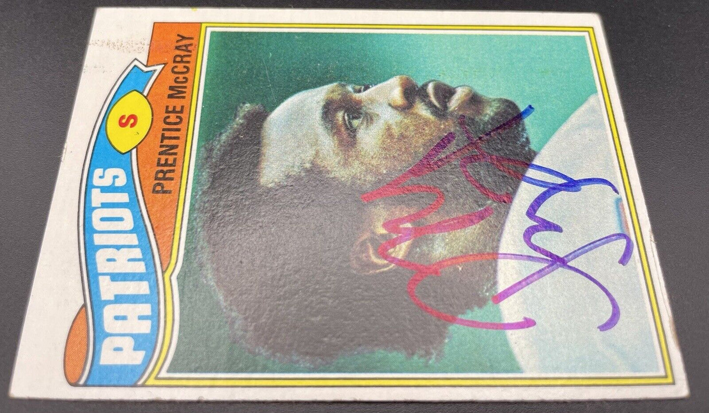 Prentice McCray 1977 Topps #272 Blue Ink Autograph New England Patriots