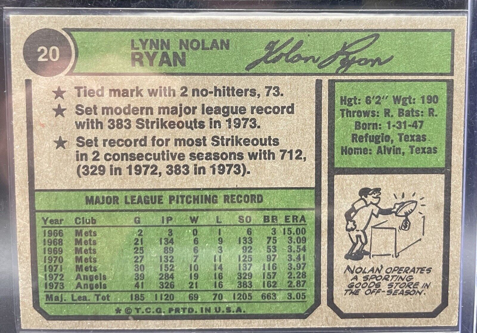1974 Topps - #20 Nolan Ryan