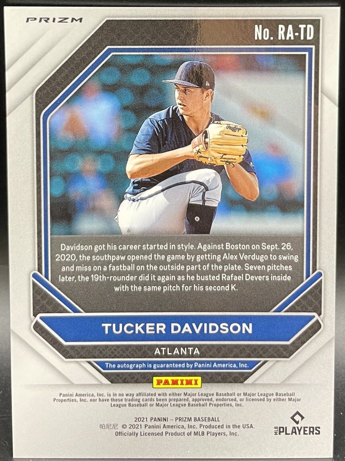 Tucker Davidson 2021 Panini Prizm ROOKIE AUTOGRAPH AUTO RC #RA-TD