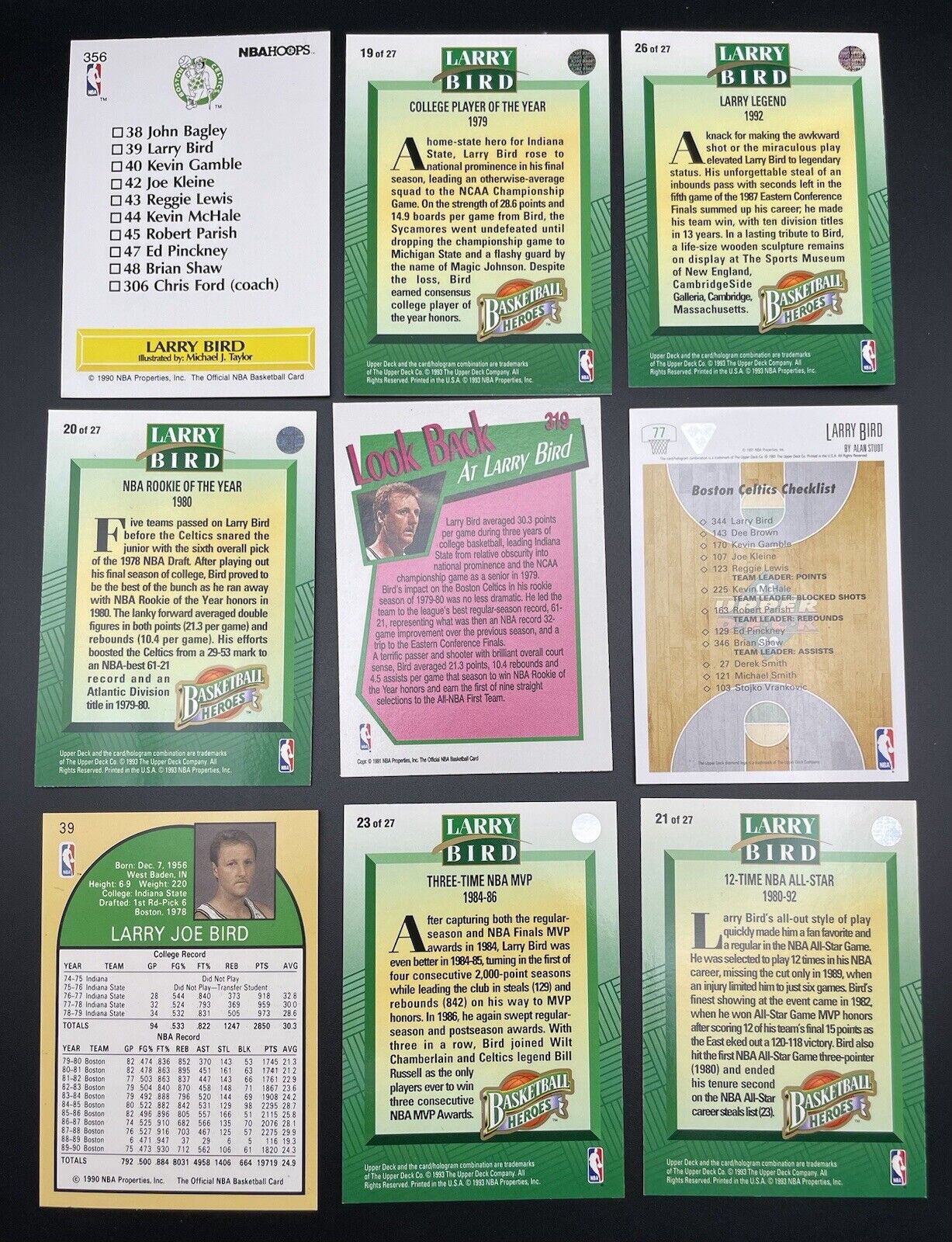 Larry Bird 1990-93 Upper Deck, HOOPS Boston Celtics HOF Collectors Choice