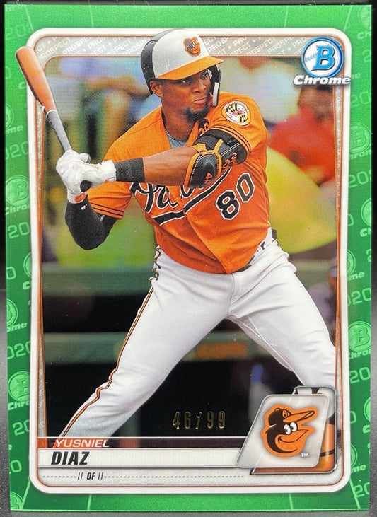 Yusniel Diaz 2020 Topps Bowman Chrome # BCP-170 Green /99 Baltimore Orioles