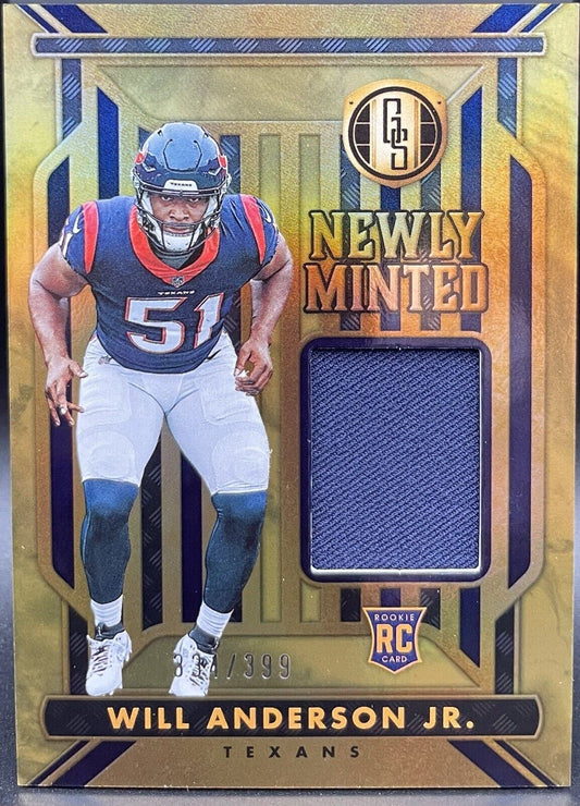 Will Anderson Jr 2023 Panini Gold Standard # NM-40 Rookie Card Patch /399...