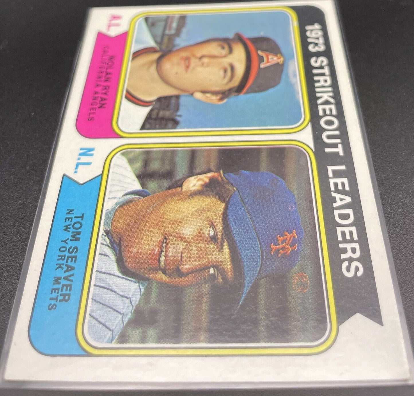 Nolan Ryan & Tom Seaver 1974 Topps #207 1973 Strikeout Leaders  HOF Inductees 