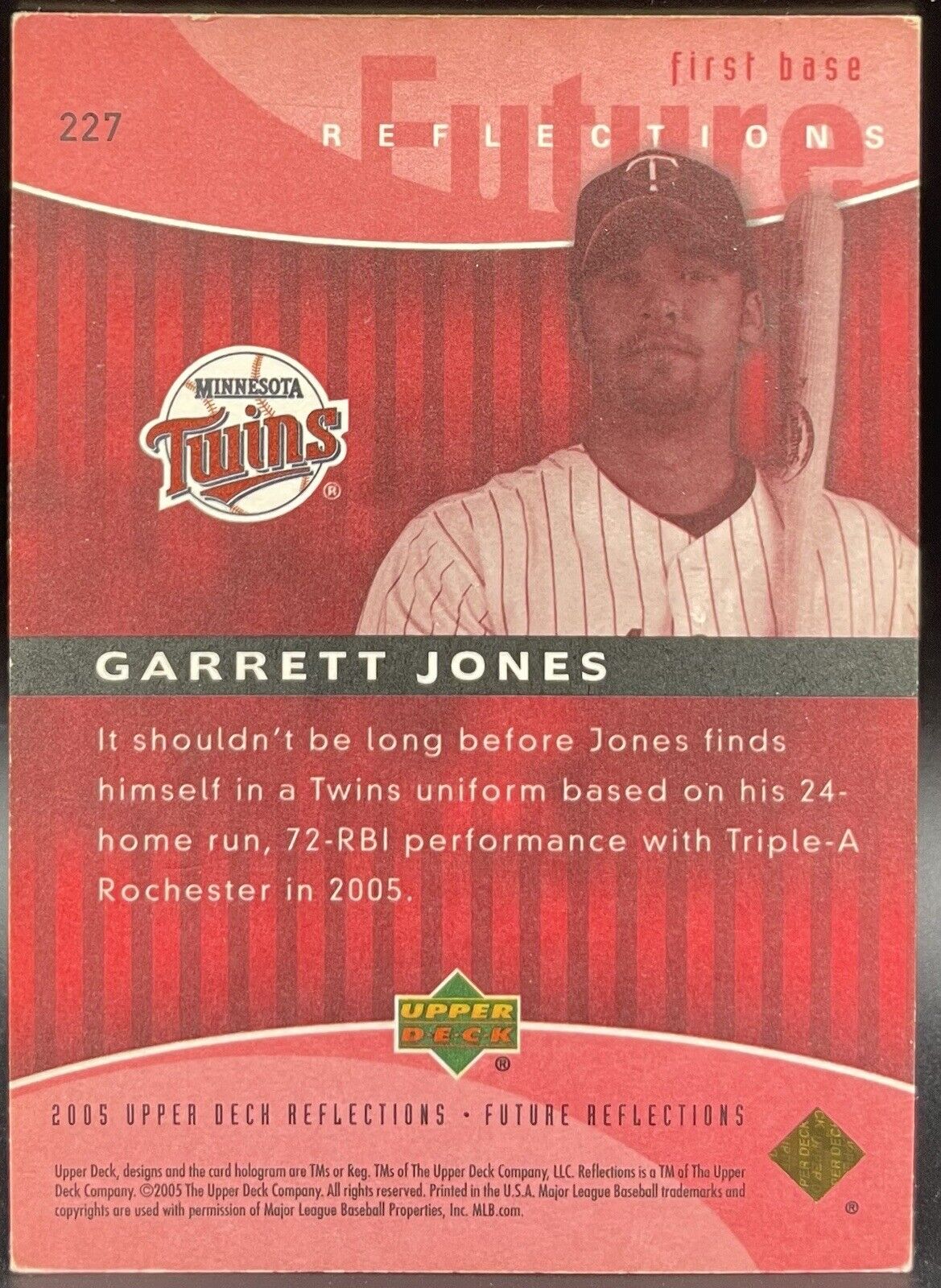 2005 Upper Deck Reflections - Future Reflections Red #227 Garrett Jones /99 (RC)