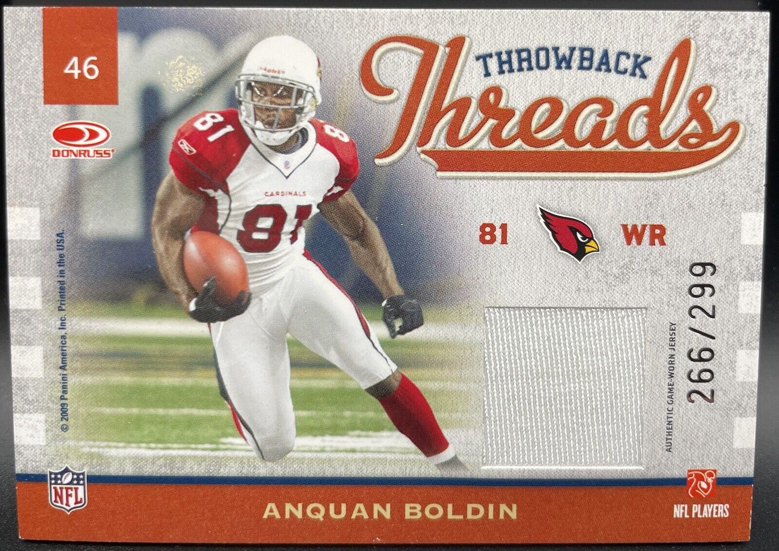 Anquan Bolden  2009 Panini #46 RC, Dual Patch /299 St. Louis Cardinals ￼￼