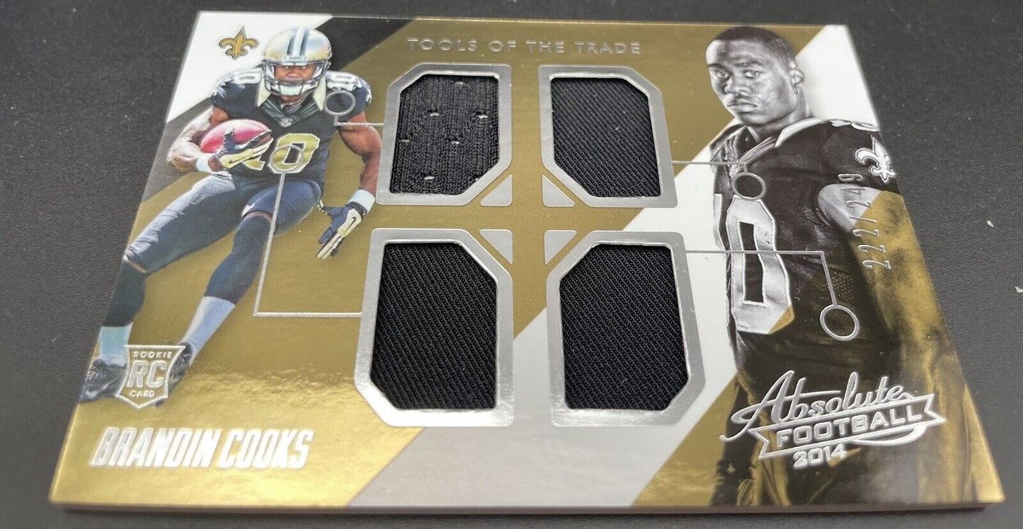 Brandin Cooks 2014 Panini Absolute #Q-BC RC, 222/249, Quad Patch Saints 