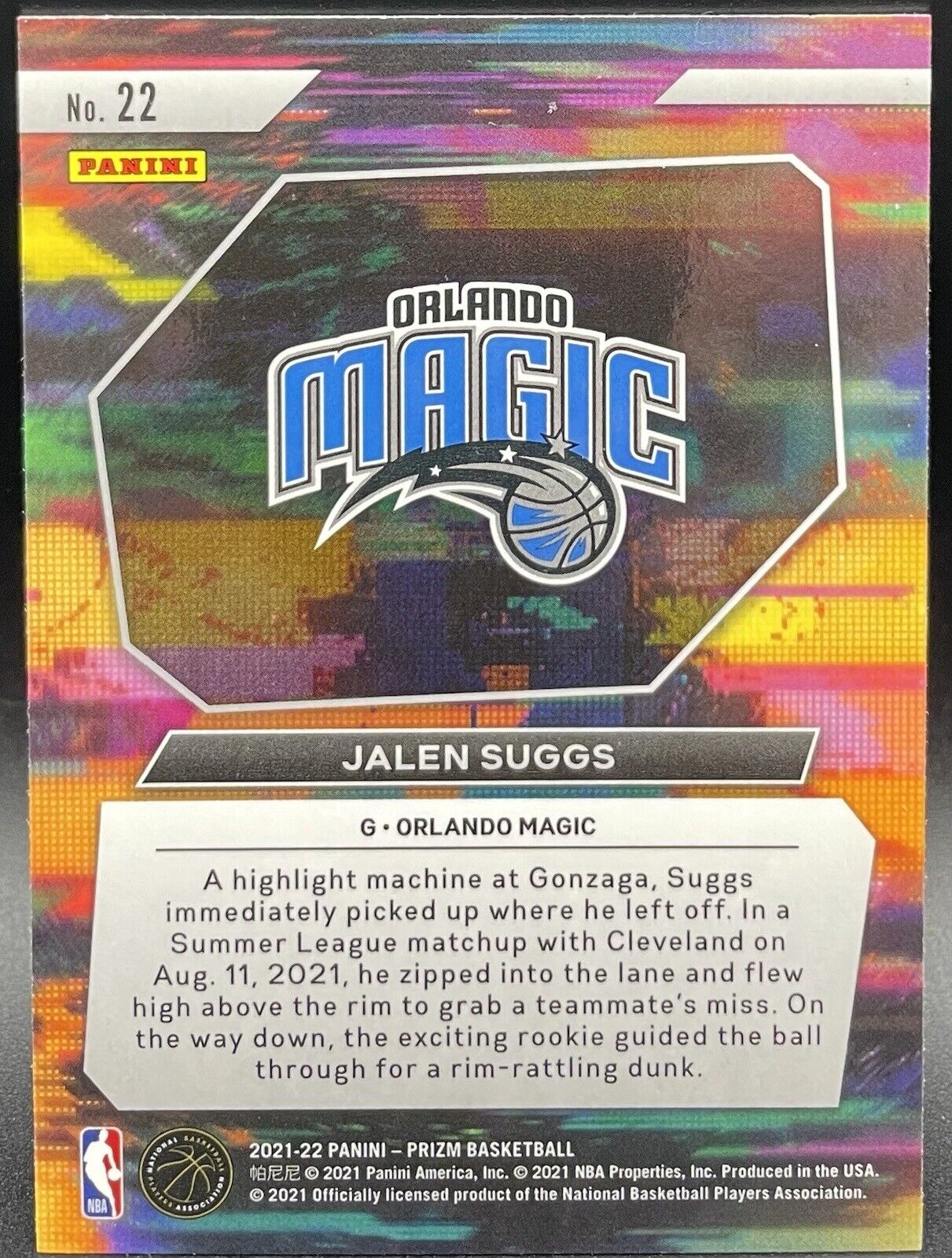 2021-22 Panini Prizm Jalen Suggs #22 Instant Impact Insert RC Orlando Magic