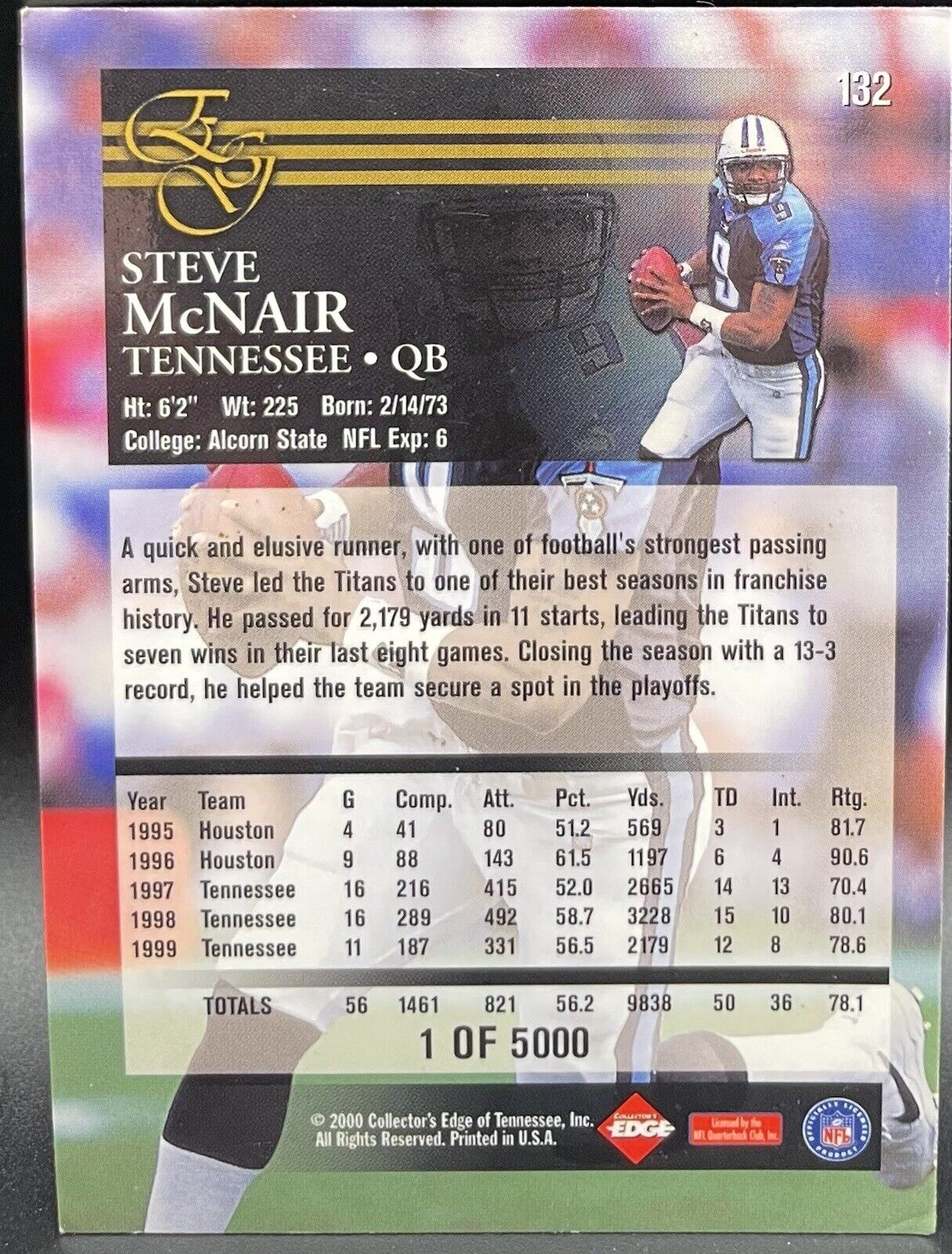 Steve McNair 2000 Collectors Edge #132 Tennessee Titans Bronze