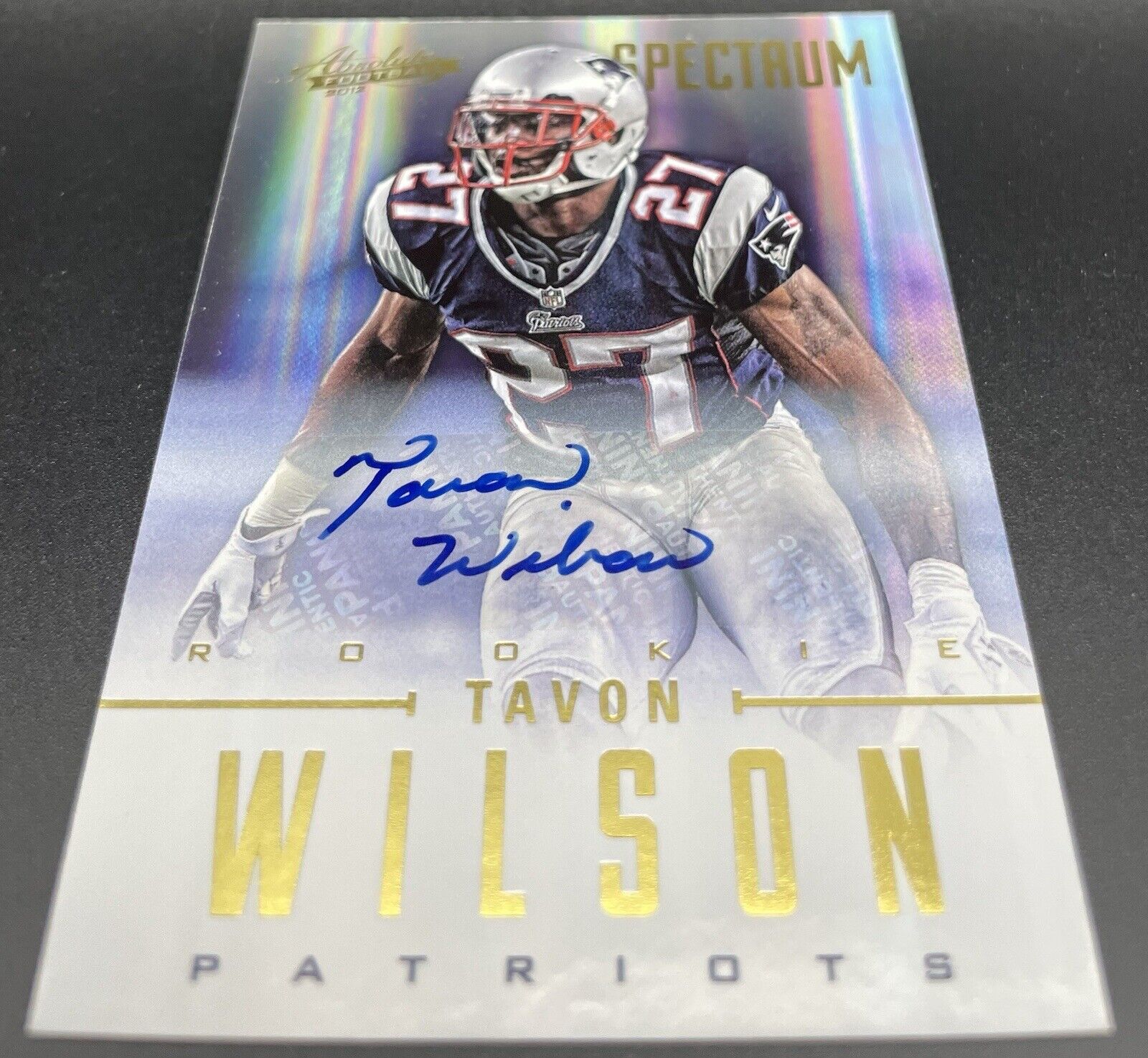 Tavon Wilson 2012 Absolute Spectrum Rookie Card Auto 028/299 NE Patriots RC #186