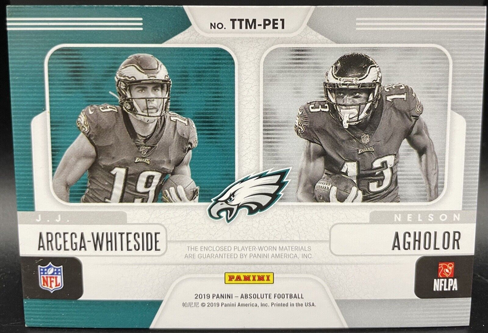 Nelson Agholor 2019 Absolute Memorabilia 2Clr Dual Patch#184/199!Eagles WR