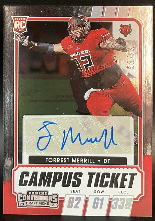 Forrest Merrill 2021 Panini Contenders #263 RC Autograph /99 Denver Broncos