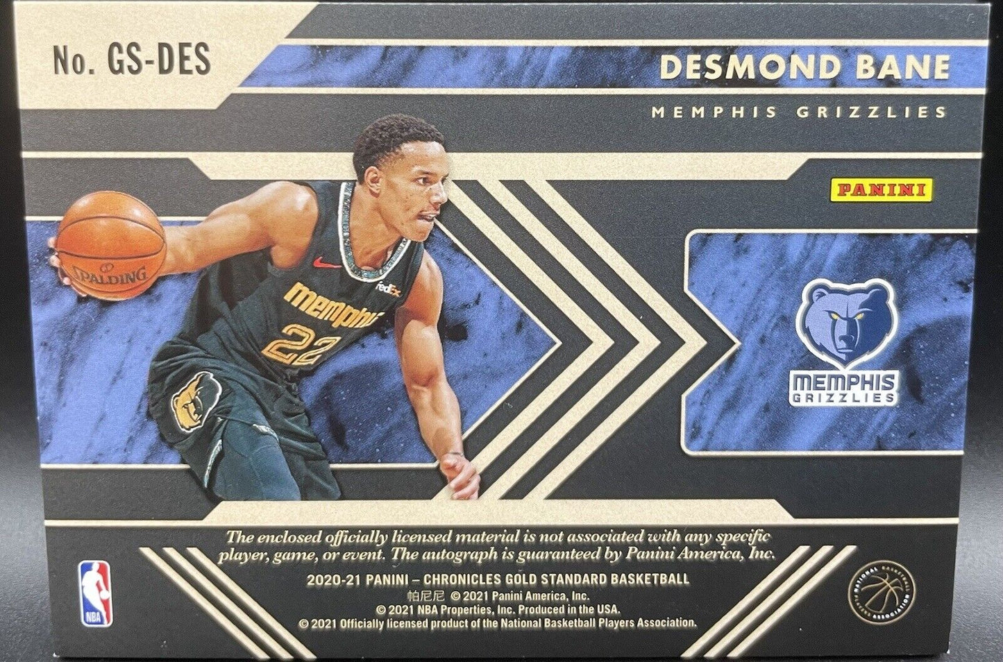 2020 Panini Gold Standard  DESMOND BANE #DES  RPA Rookie Auto Patch  /99