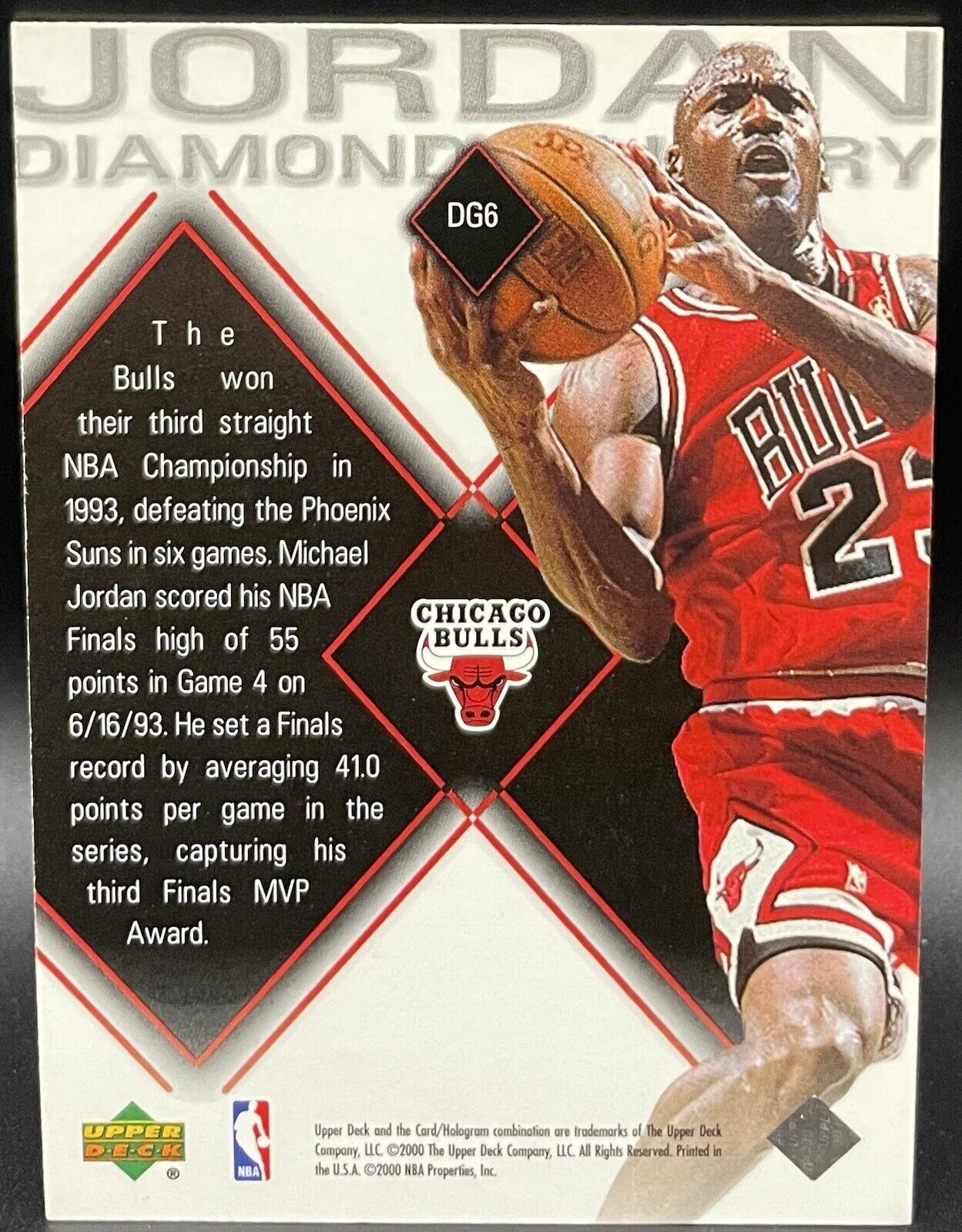 Michael Jordan 2000 Upper Deck Black Diamond #DG6 Chicago Bulls Diamond Gallery