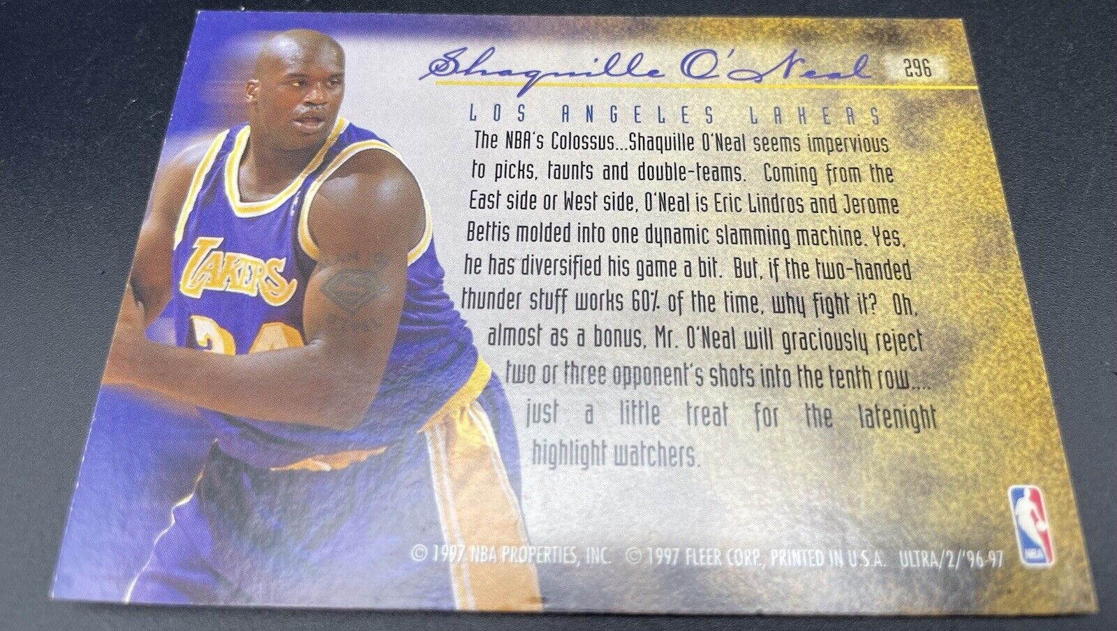 Shaquille O’Nneal 1997 Fleer Ultra #296 Player Of The Game LA Lakers Pink