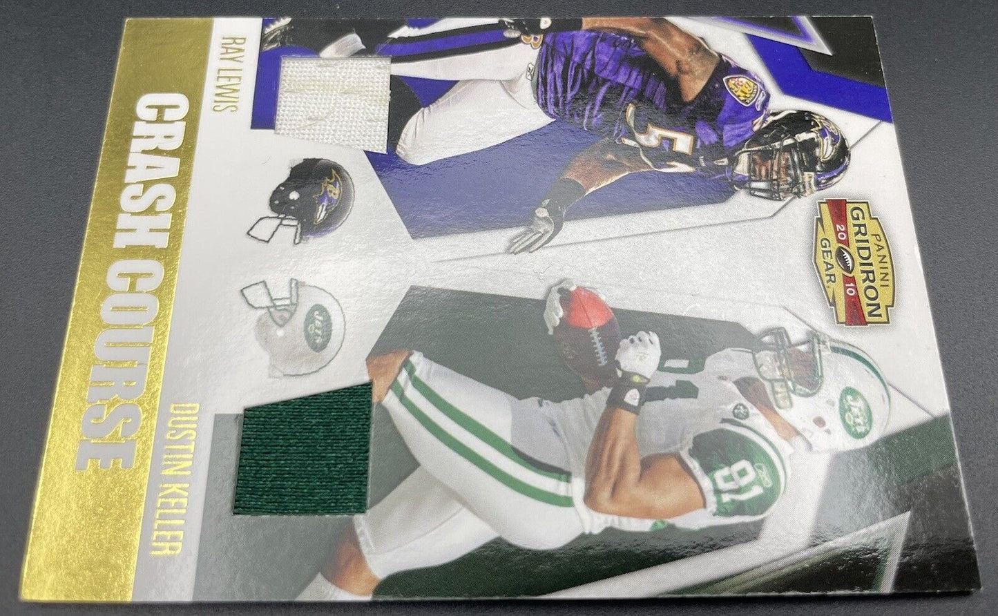 Ray Lewis & Dustin Keller 2010 Panini Gridiron Game Worn Jersey #1 Crash Course 