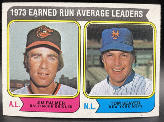 Jim Palmer & Tom Seaver 1974 Topps #206 ￼ Earned Run Average Leaders ￼