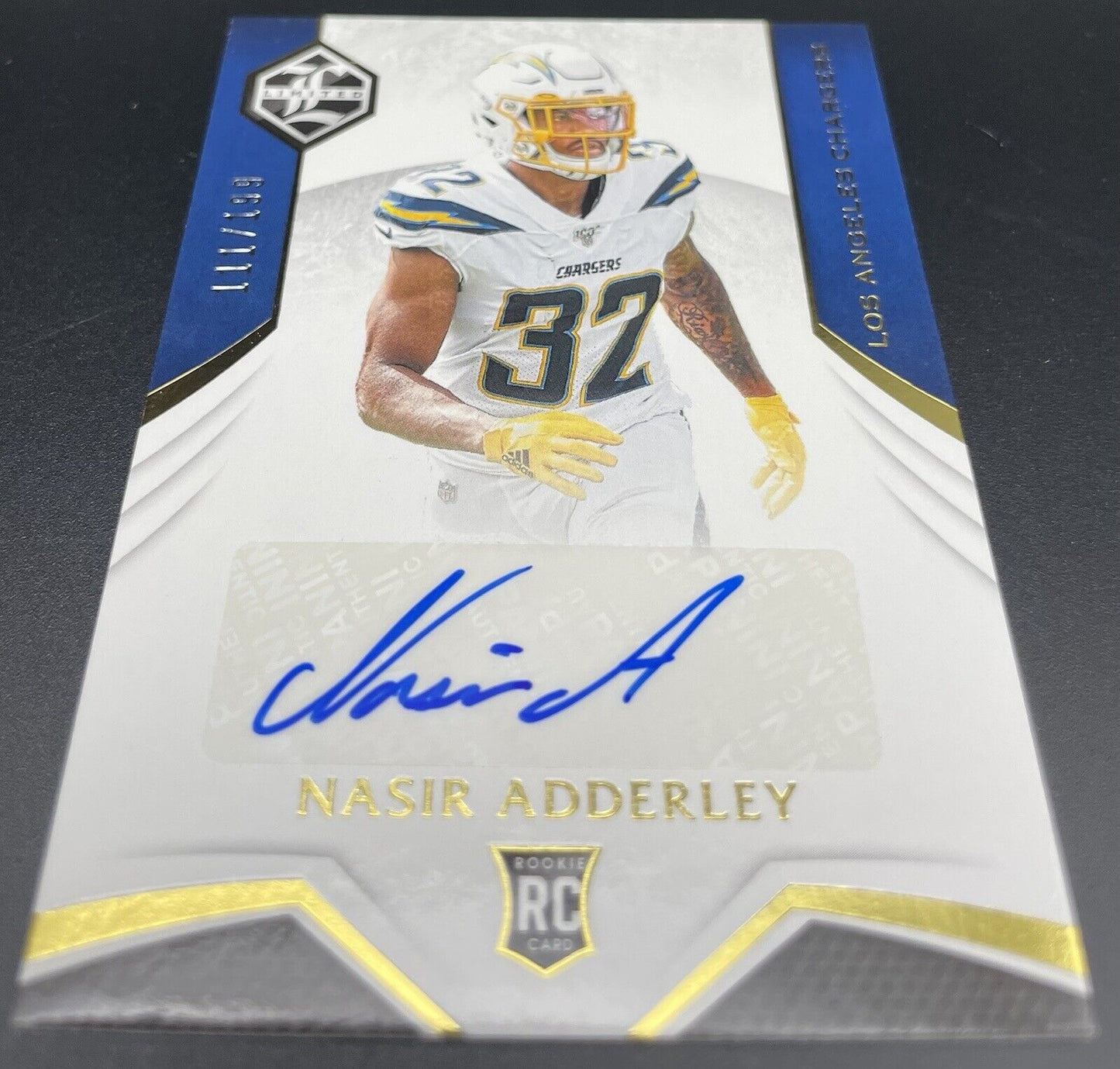 Nasir Adderley 2019 Panini Limited #207 Autograph, 111/199, RC LA Chargers￼