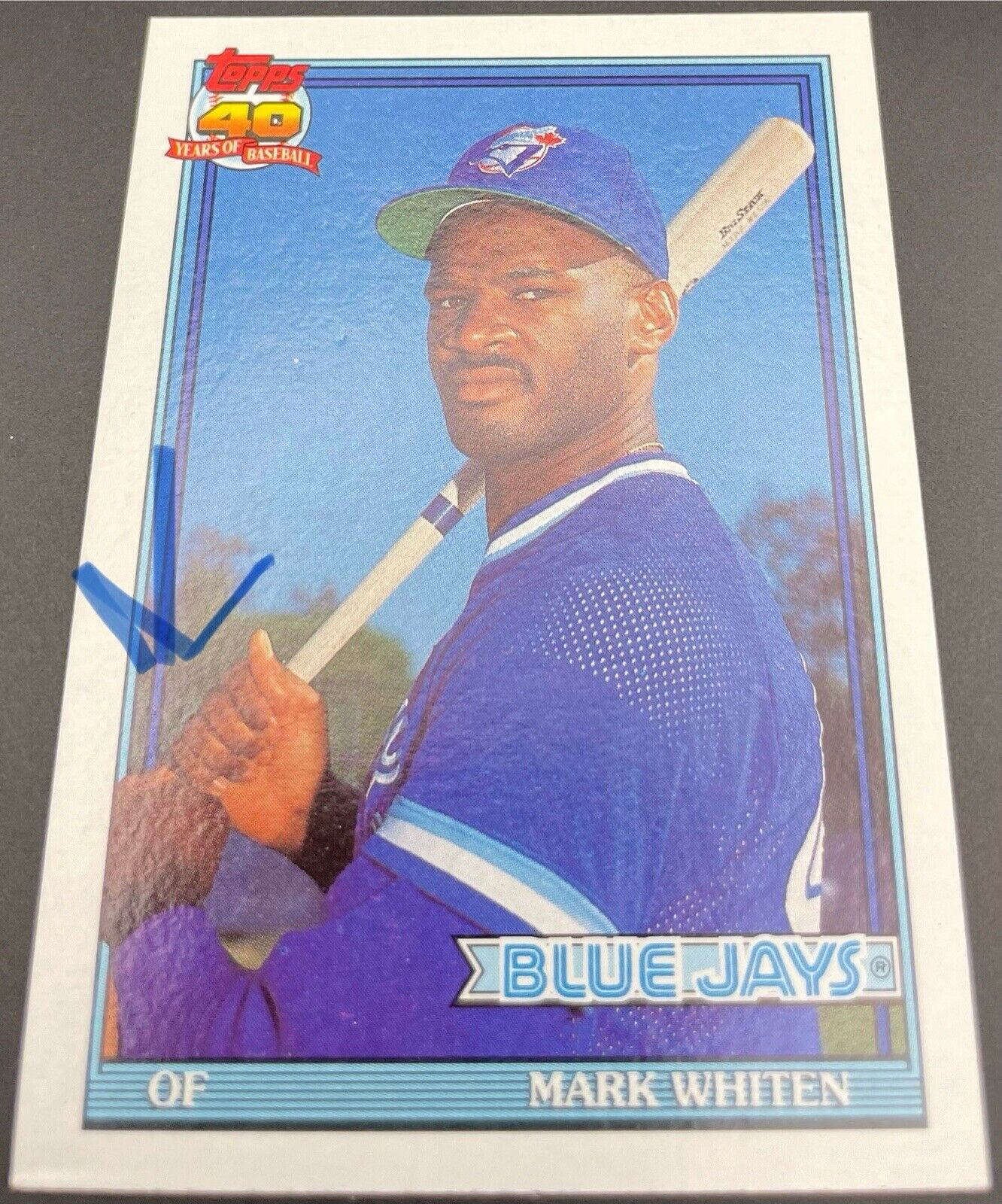 Mark Whiten 1991 Topps #588 ERROR Hand Toronto Blue Jays