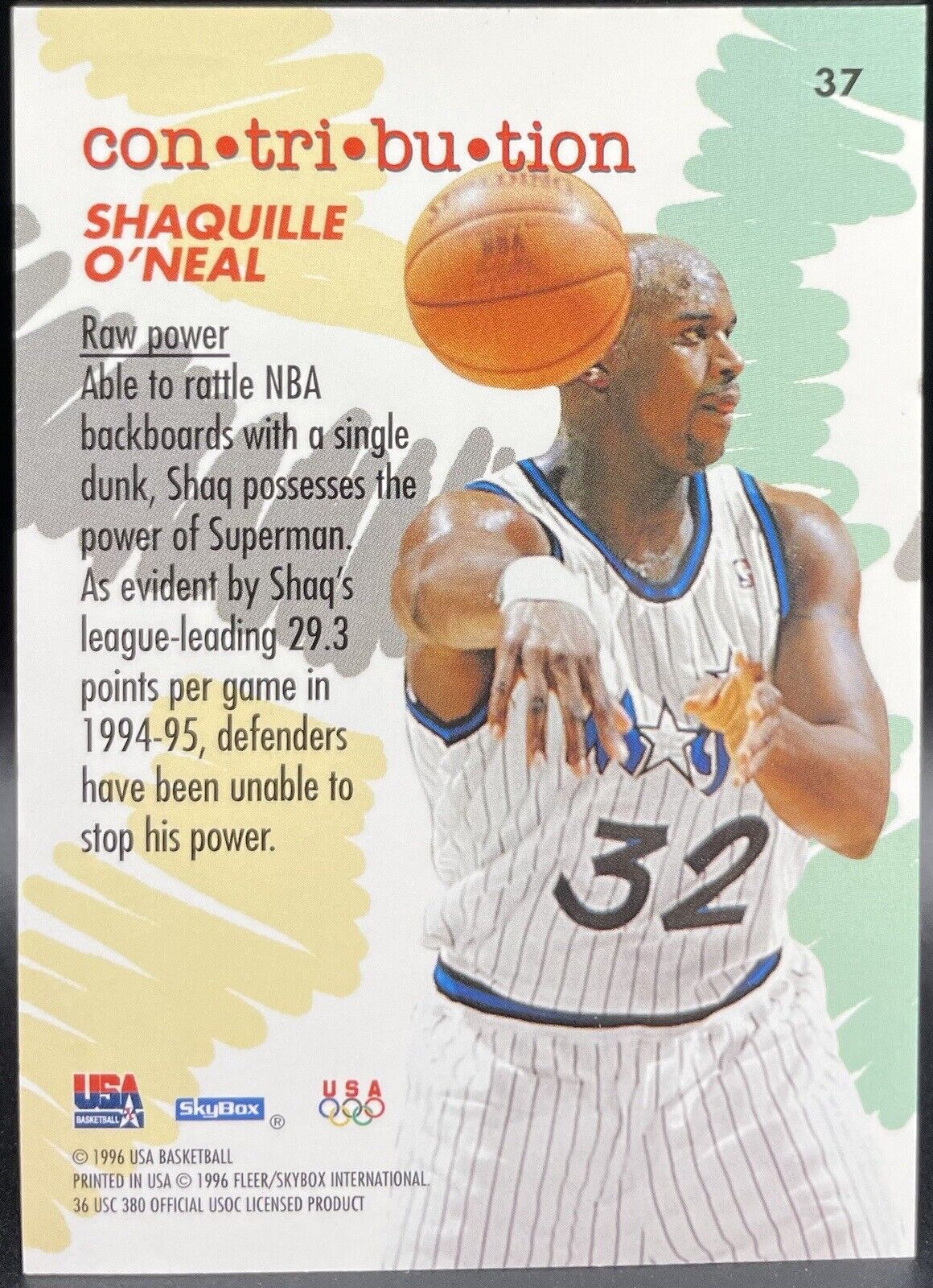 1996 Skybox USA Basketball - #37 Shaquille O'Neal