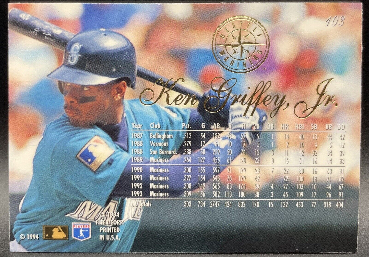 1994 Flair #103 Ken Griffey Jr  Seattle Mariners Gold Writing 🔥⚾️🔥