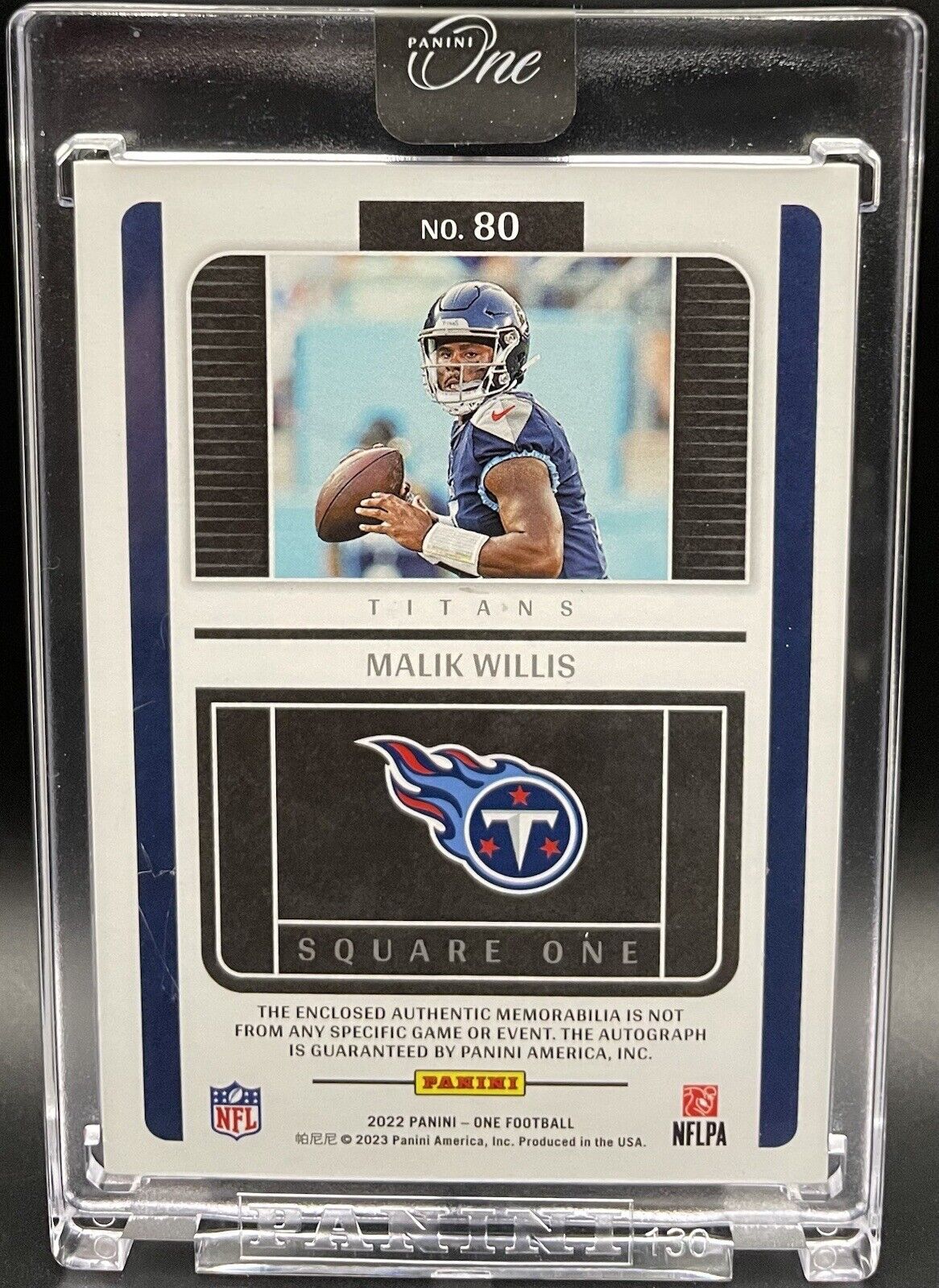 Malik Willis 2022 Panini One #80 Square One Quad Patch RPA /75  Tennessee Titans