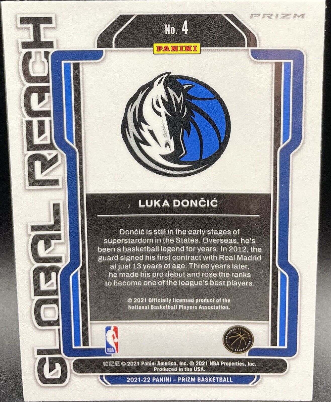 Luka Doncic 2021 Panini Prizm #4 Global Reach Dallas Mavericks Hologram