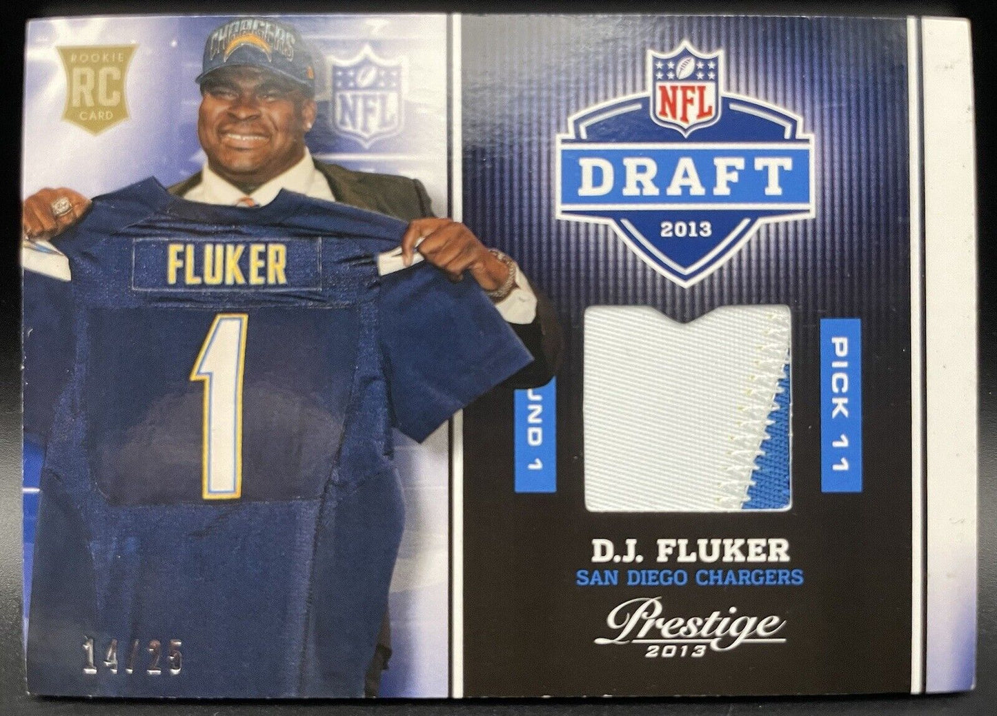 DJ Fluker 2013 Prestige Football Draft Day #11 RC Patch /25 San Diego Chargers