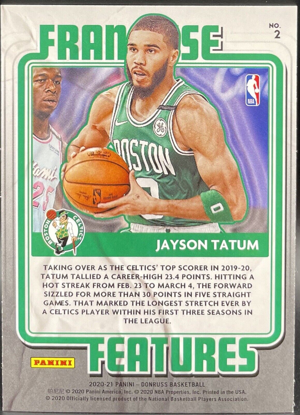 Jayson Tatum 2020 Panini Donruss #2 Franchise Features Boston Celtics