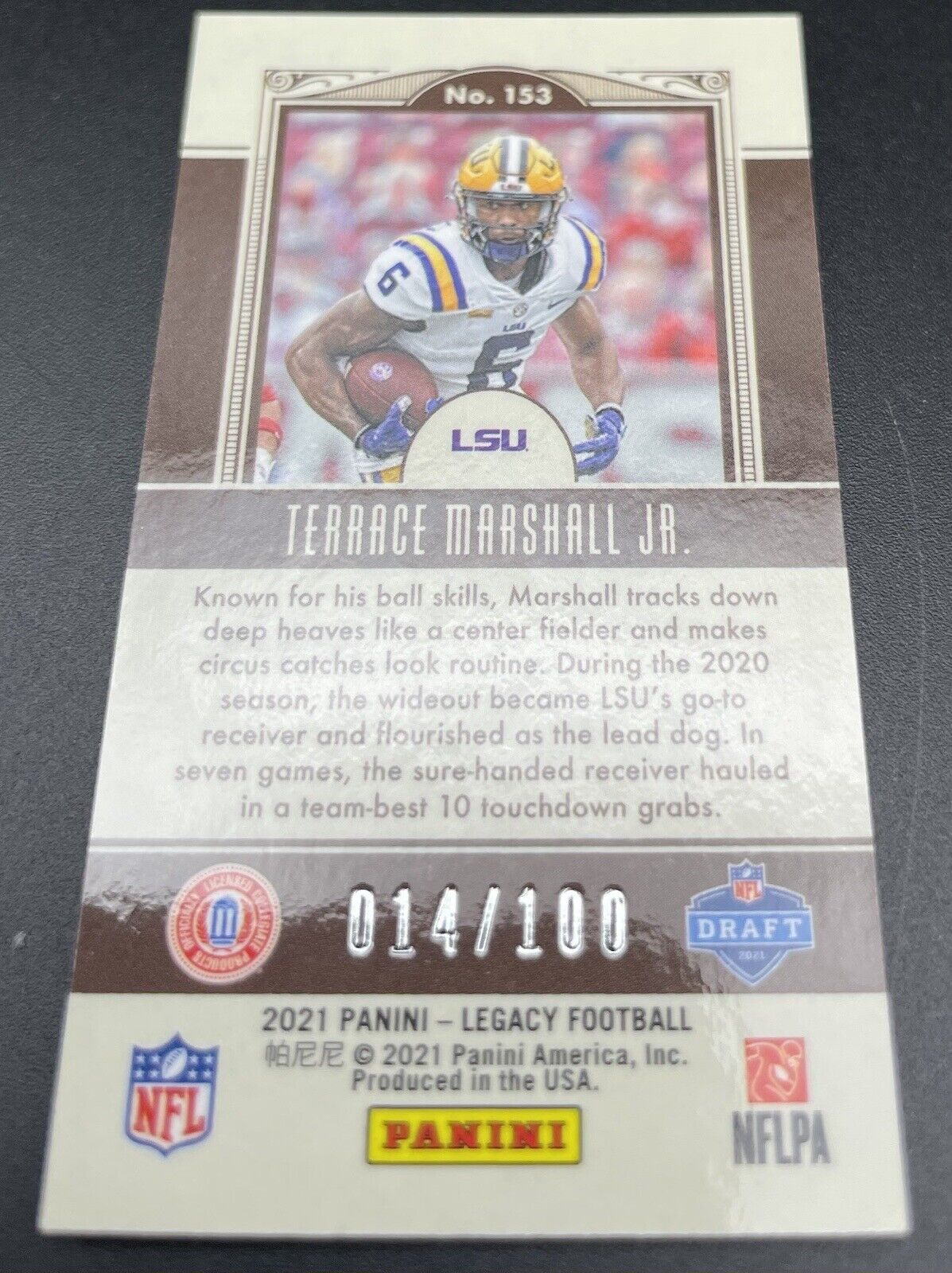 Terrace Marshall Jr 2021 Panini Legacy #153 RC 14/100 Carolina Panthers