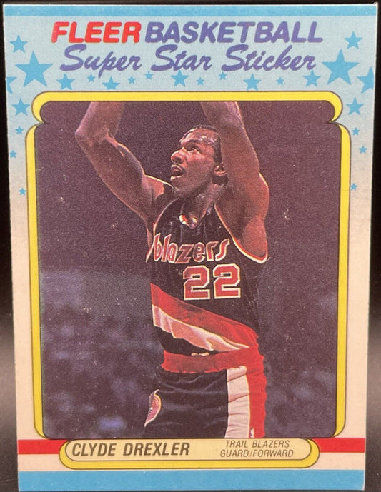 1988 Fleer Super Star Sticker Clyde Drexler #3 Portland TrailBlazers~ NBA HOF