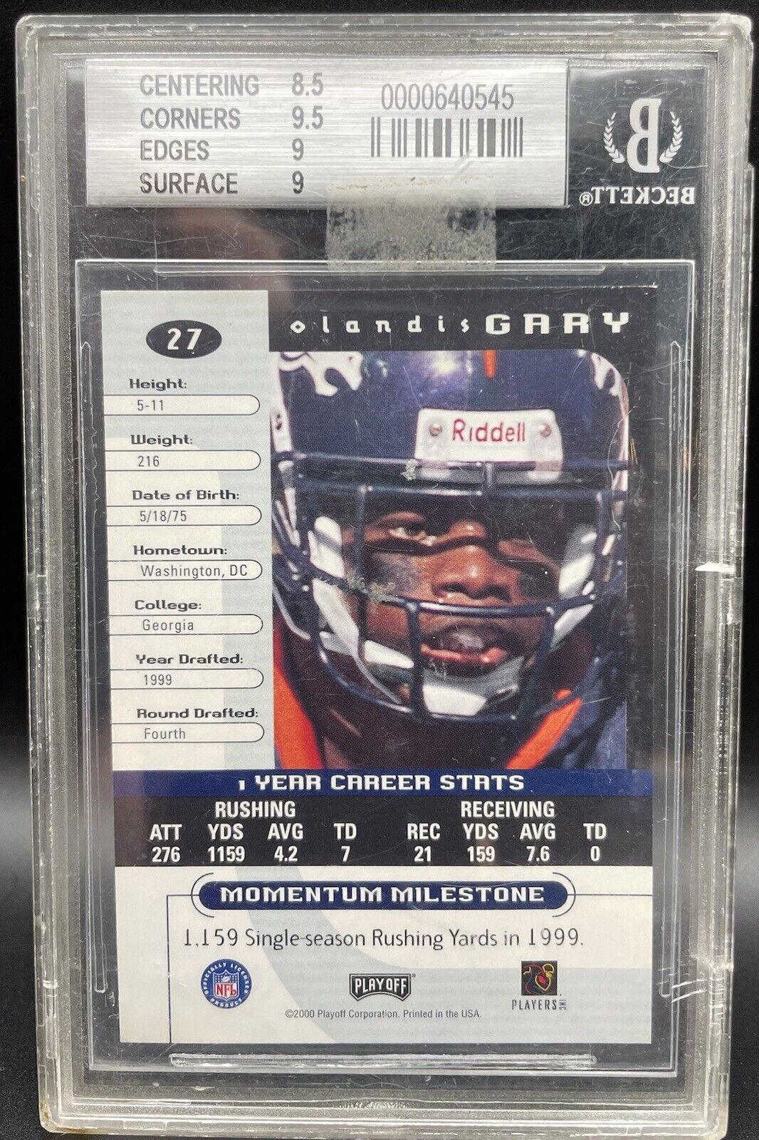 OLands Gary 2000 Play Off Momentum #27 Graded Series 1 Of 210 Denver Broncos