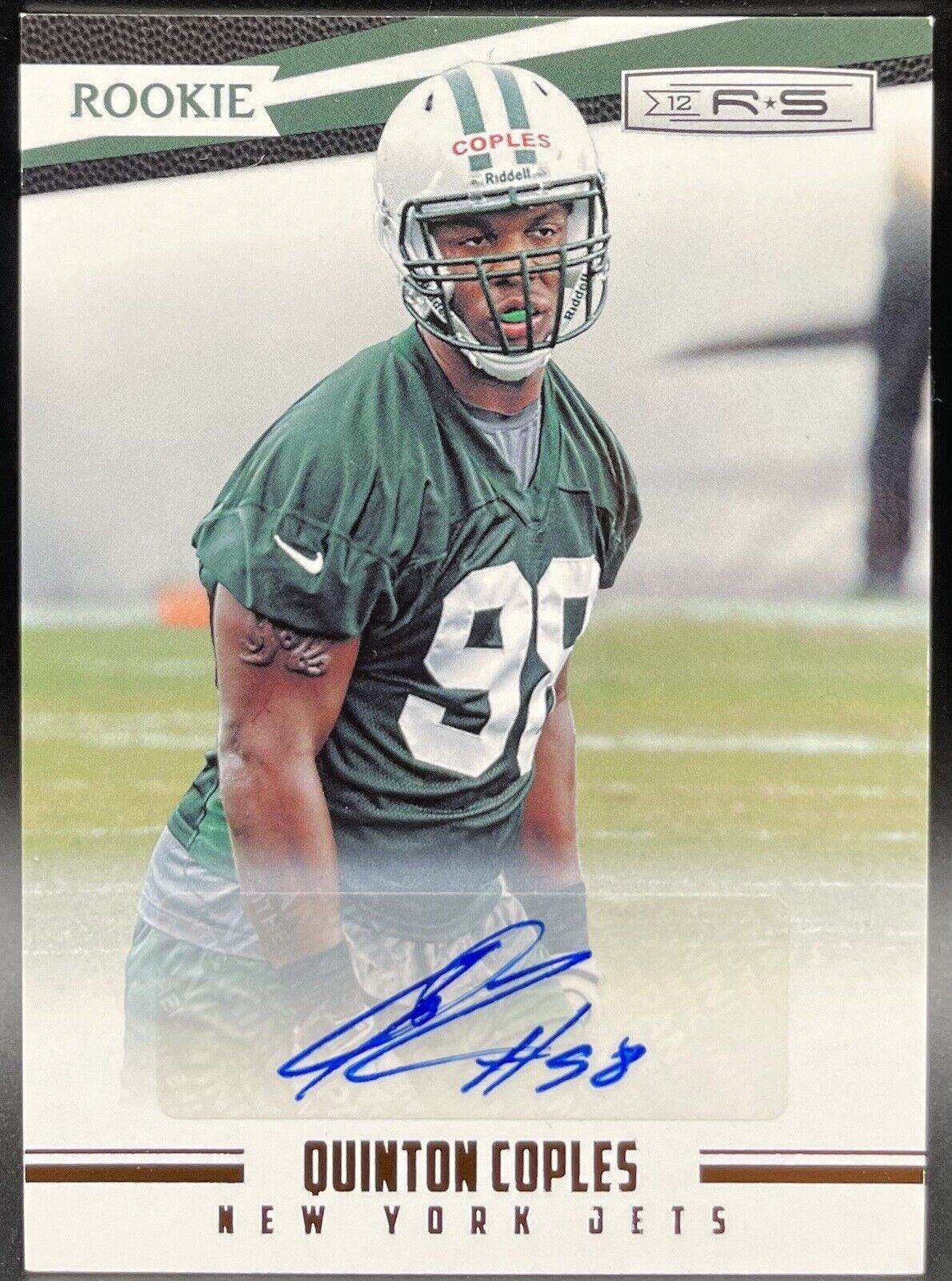 Quinton Coples 2012 Panini #201 RC, Autographed, 129/999 New York Jets