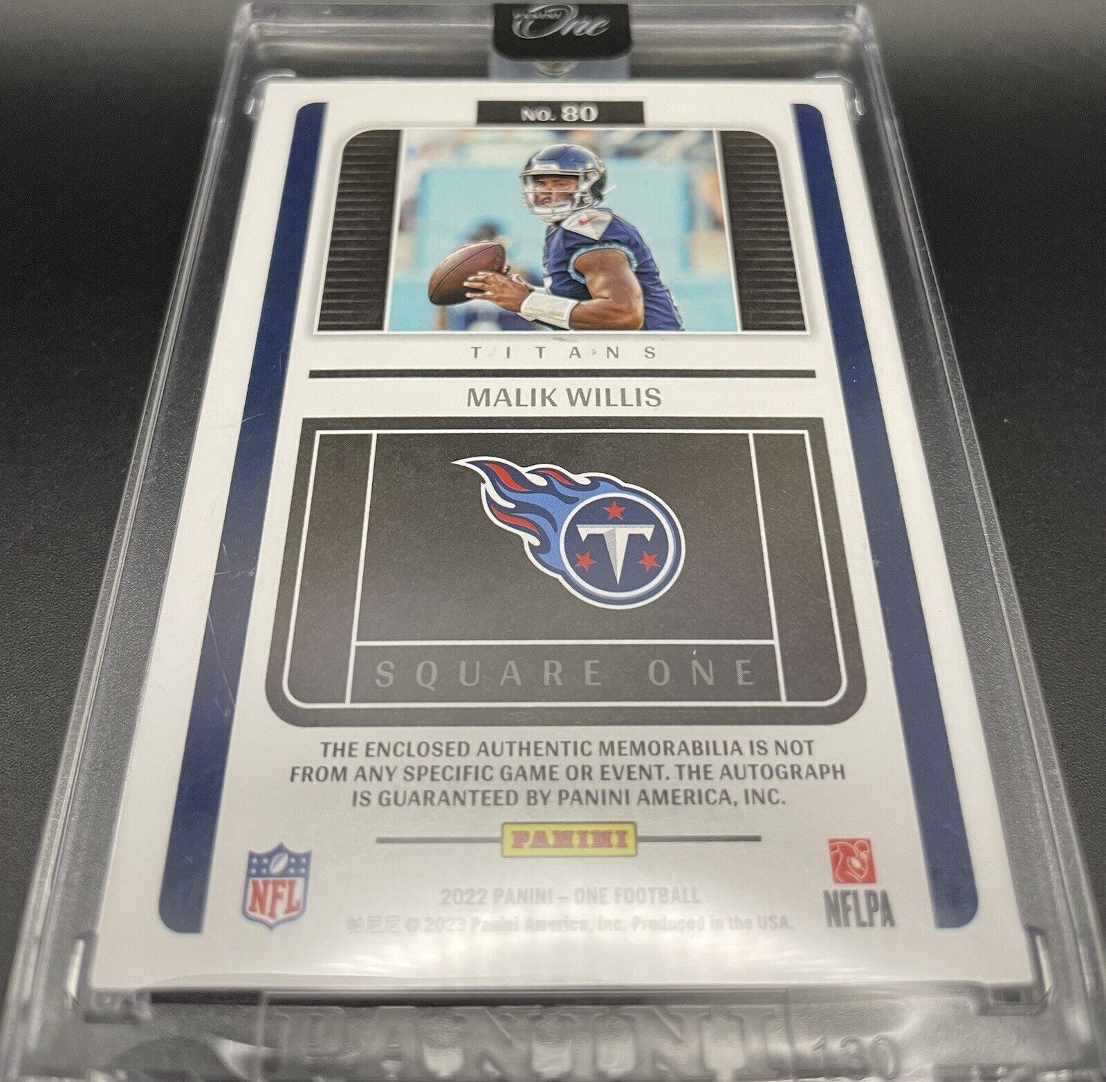 Malik Willis 2022 Panini One #80 Square One Quad Patch RPA /75  Tennessee Titans