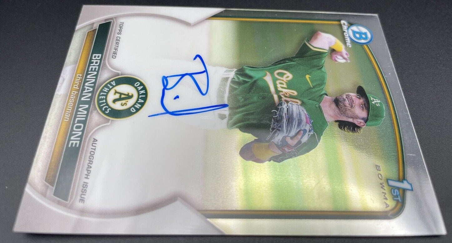 Brennan Milone 2023 Topps Bowman Chrome #CPA-BME AUTO Oakland Athletics