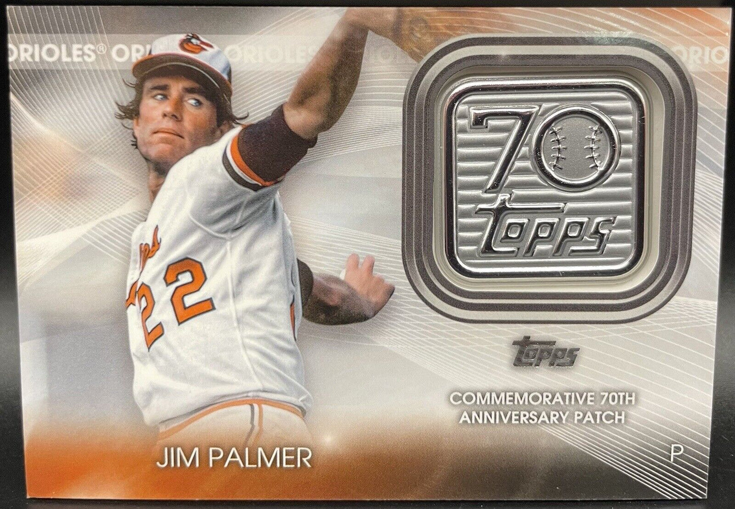 Jim Palmer 2021 Topps 70th Anniversary Logo Patch Card #T70P-JP