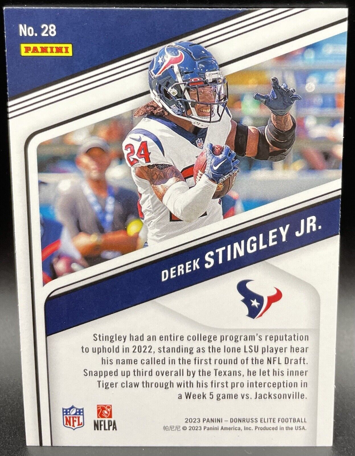 2023 Panini Donruss Derek Stingley Jr. # 28 Houston Texans Elite🔥🏈💥