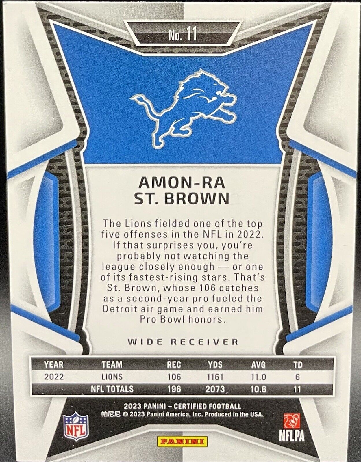 2023 Panini Certified - #11 Amon-Ra St. Brown Detroit Lions