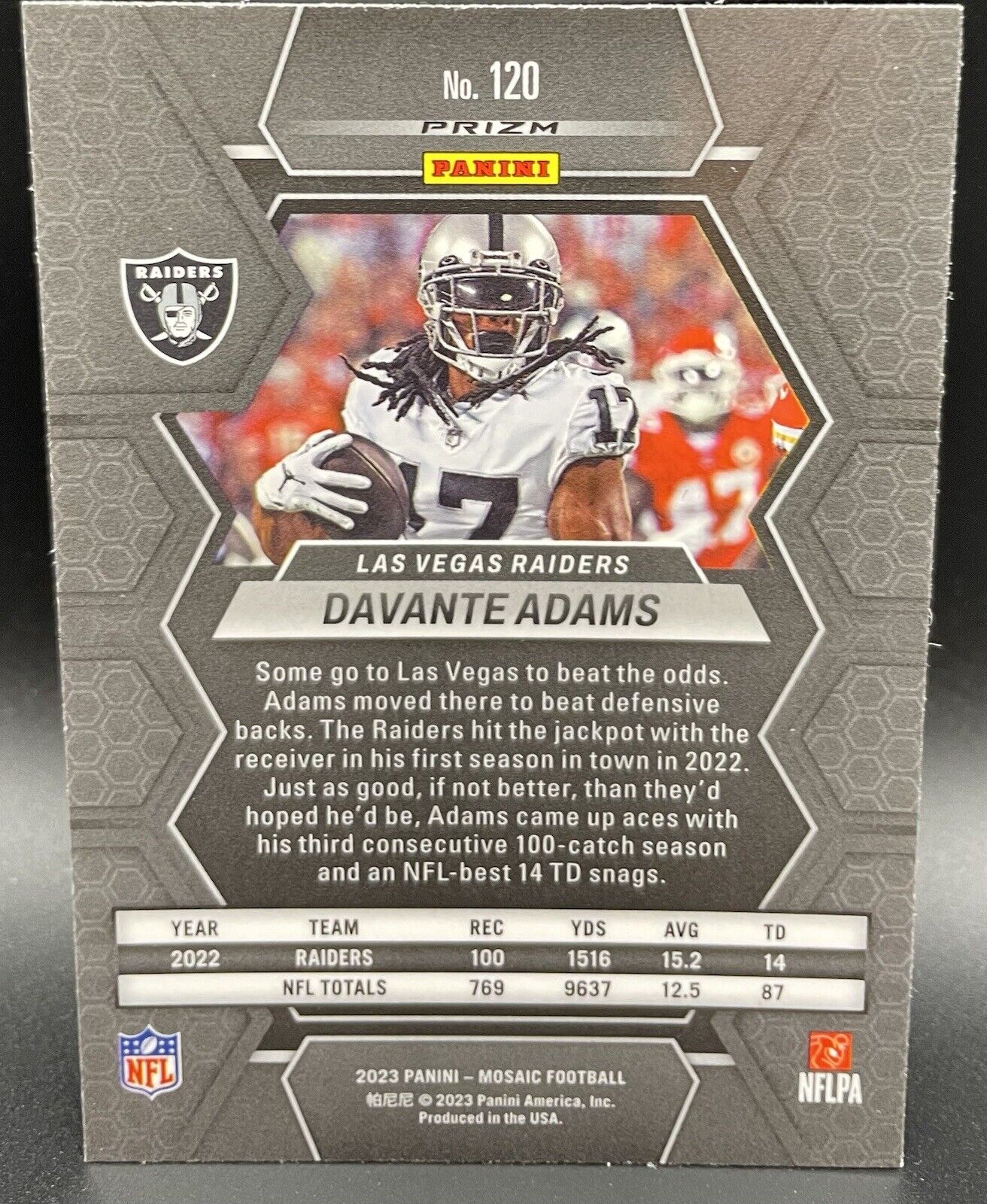 2023 Panini Mosaic Davante Adams #120 Las Vegas raiders Blue Reactive 🔥🔥🏈