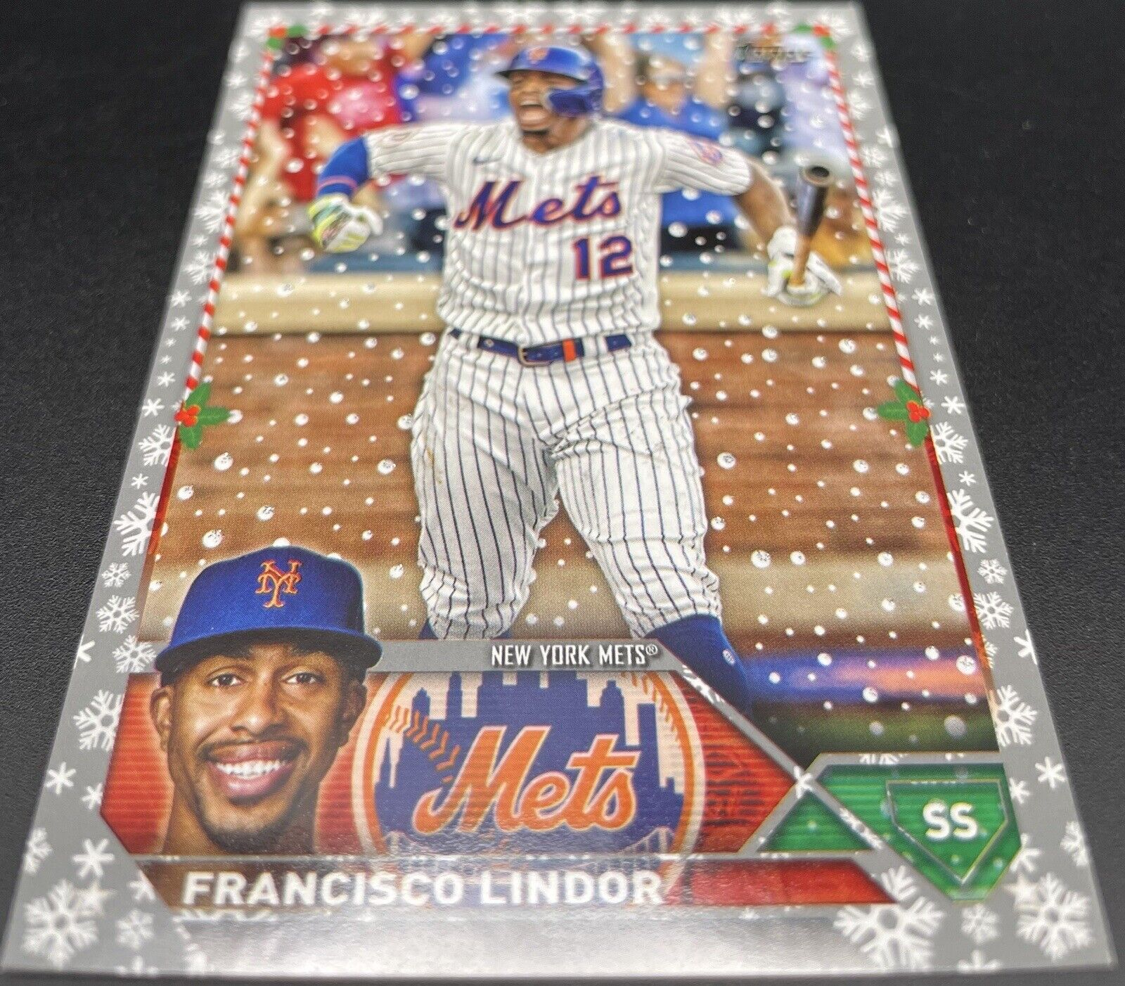 Francisco Lindor 2023 Topps Metallica Holiday #H119 New York Mets