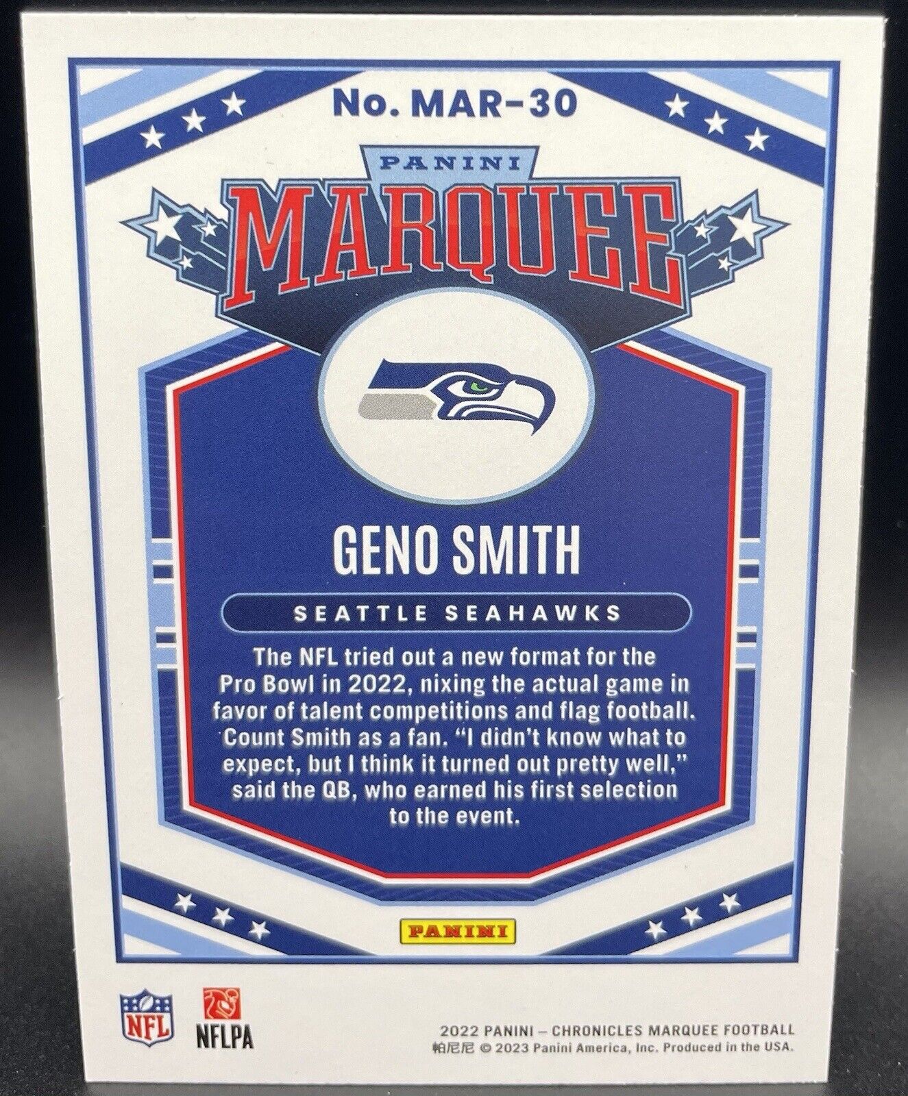 2022 Panini Chronicles GENO SMITH #MAR-30 MARQUEE Seattle Seahawks💥🔥💥