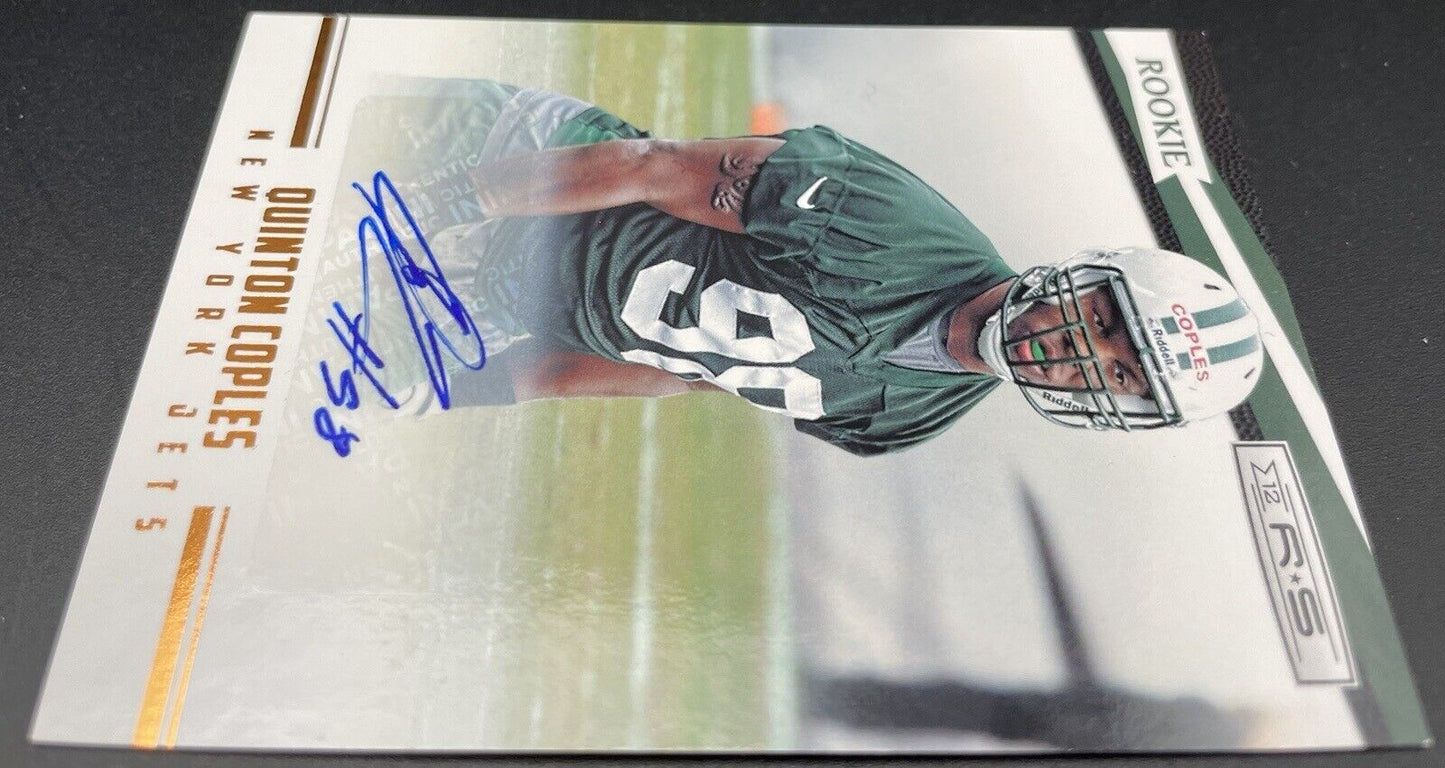 Quinton Coples 2012 Panini #201 RC, Autographed, 129/999 New York Jets