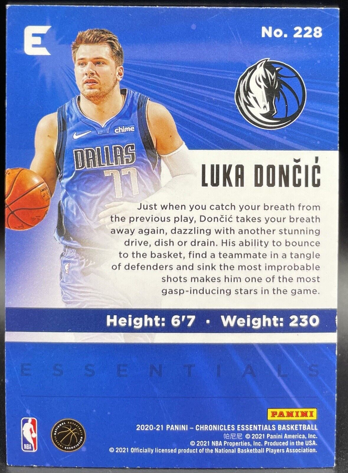 2020 Panini Chronicles Essentials Basketball #228 Luka Doncic  Dallas Mavericks