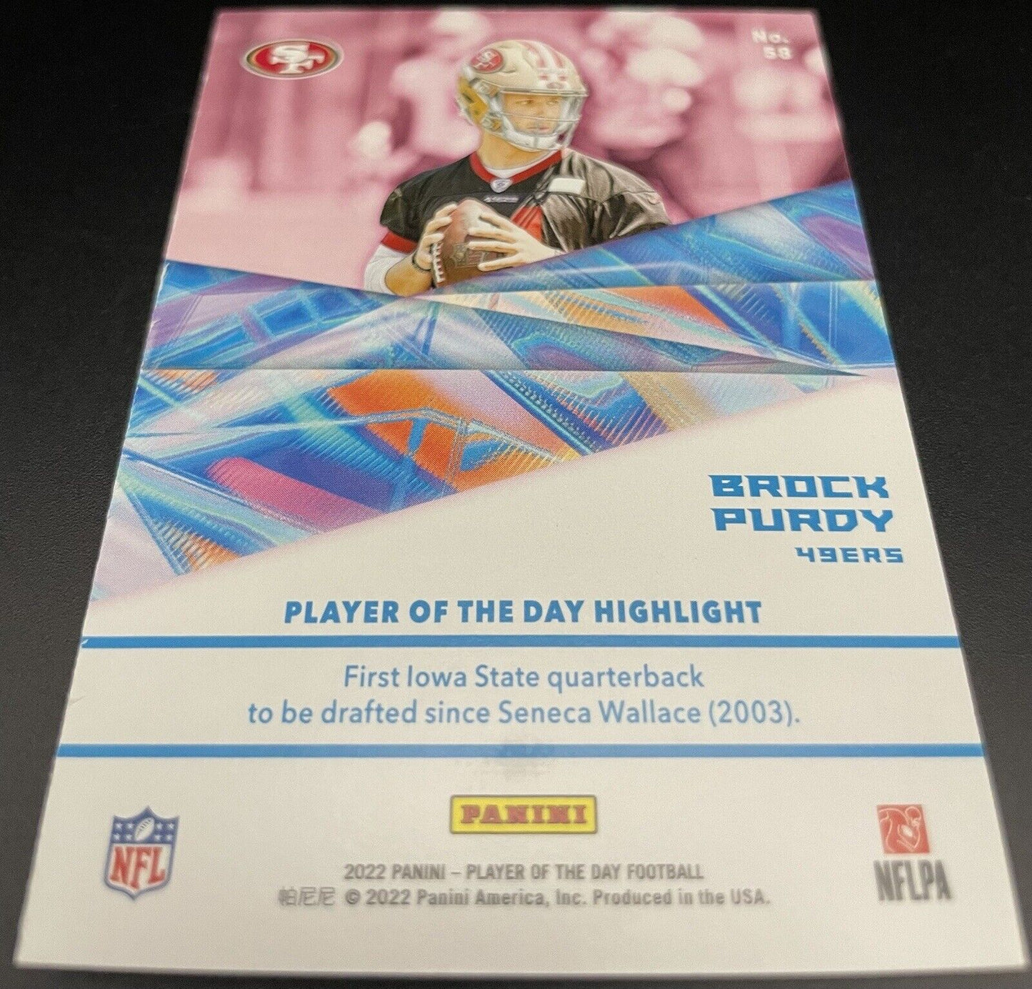 Brock Purdy 2022 Panini Player Of The Day #58 (RC) ERROR CARD San Francisco...