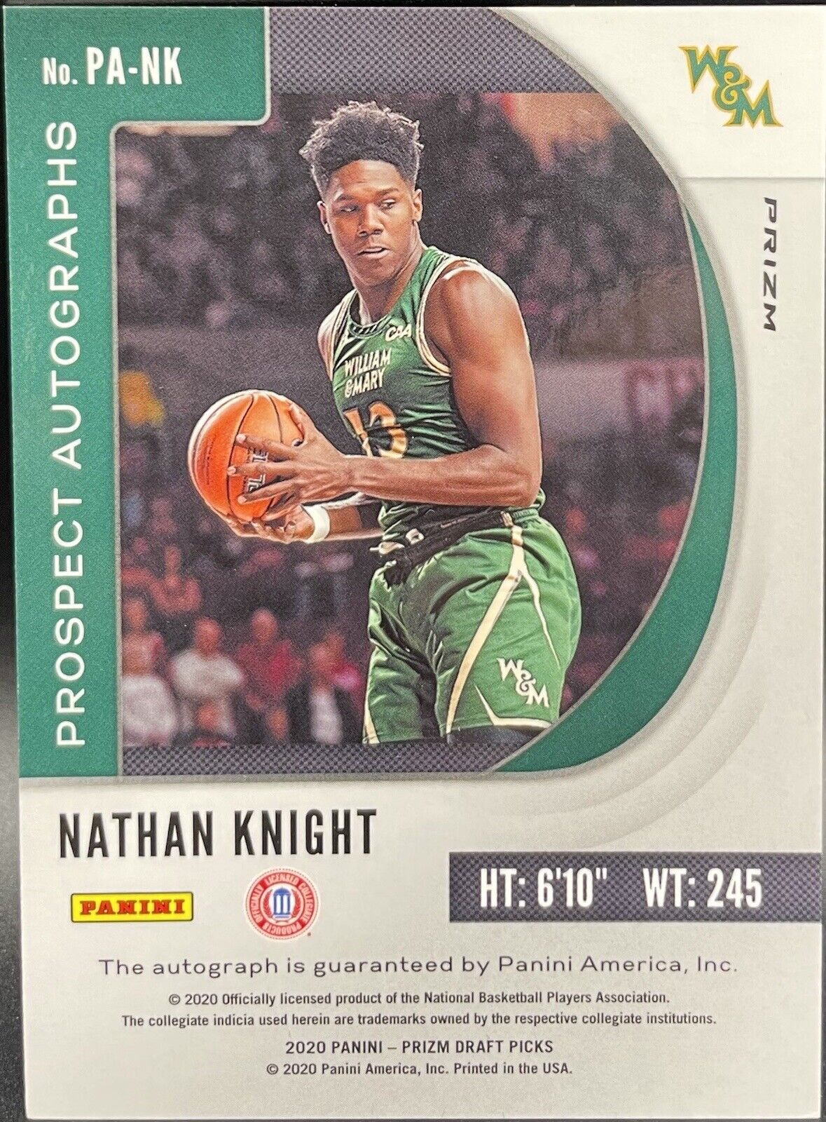 2020 Panini Prizm Nathan Knight Autographed #PA-NK ROOKIE CARD PROSPECT 