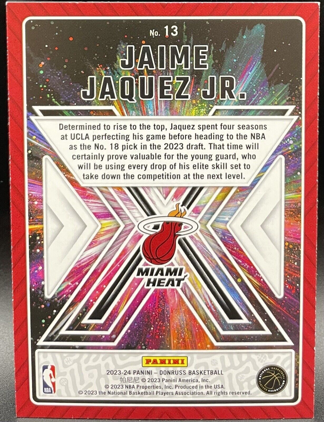 Jaime Jaquez Jr 2023 Panini Donruss #13 Rookie Card Great  X-pectations Miami...